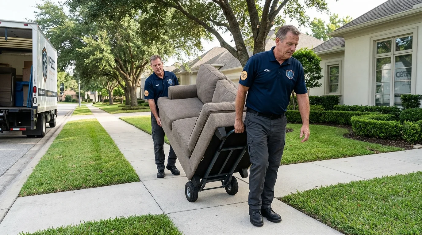 Local residential moving crew loading furniture in Houghton, MI